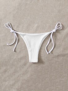 Tie Side Bikini Thong - White - View 4