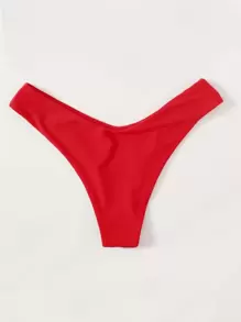 SHEIN Swim Summer Beach High Cut Bikini Panty - Red - View 2
