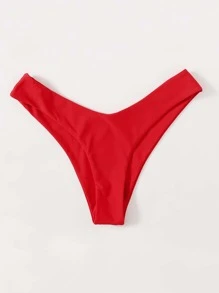 SHEIN Swim Summer Beach High Cut Bikini Panty - Red - View 5