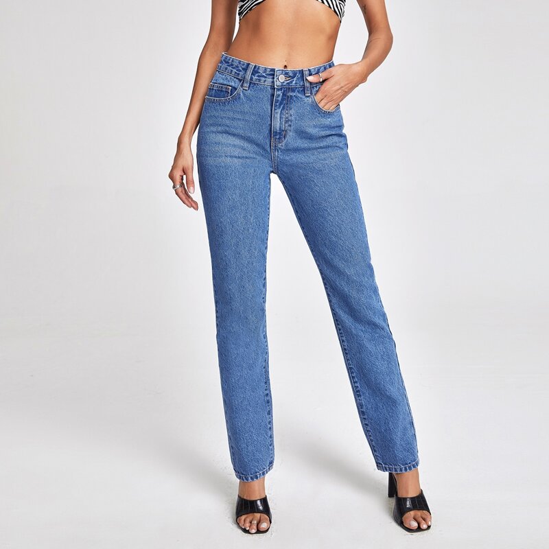 

Tall Mid-Waist Denim Mom Jeans, Medium wash