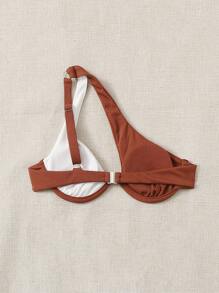 Rib Underwire One Shoulder Bikini Top - Multicolor - View 2