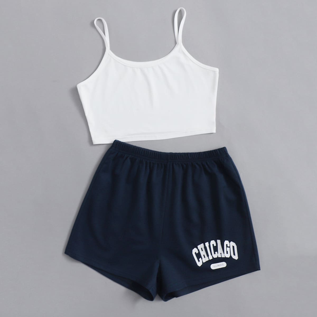 

Cami Top & Letter Graphic Shorts, Multicolor
