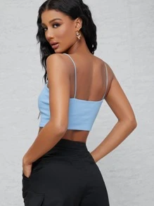 SHEIN Essnce Top corto de tirante unicolor - Celeste - Ver 2