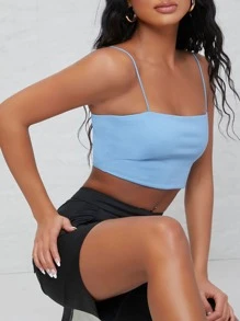 SHEIN Essnce Top corto de tirante unicolor - Celeste - Ver 4