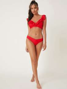 Ruffle Trim Bikini Set For Summer Beach Vacation