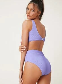 SHEIN High Waisted Bikini Set For Summer Beach Vacation - Lilac Purple - View 2