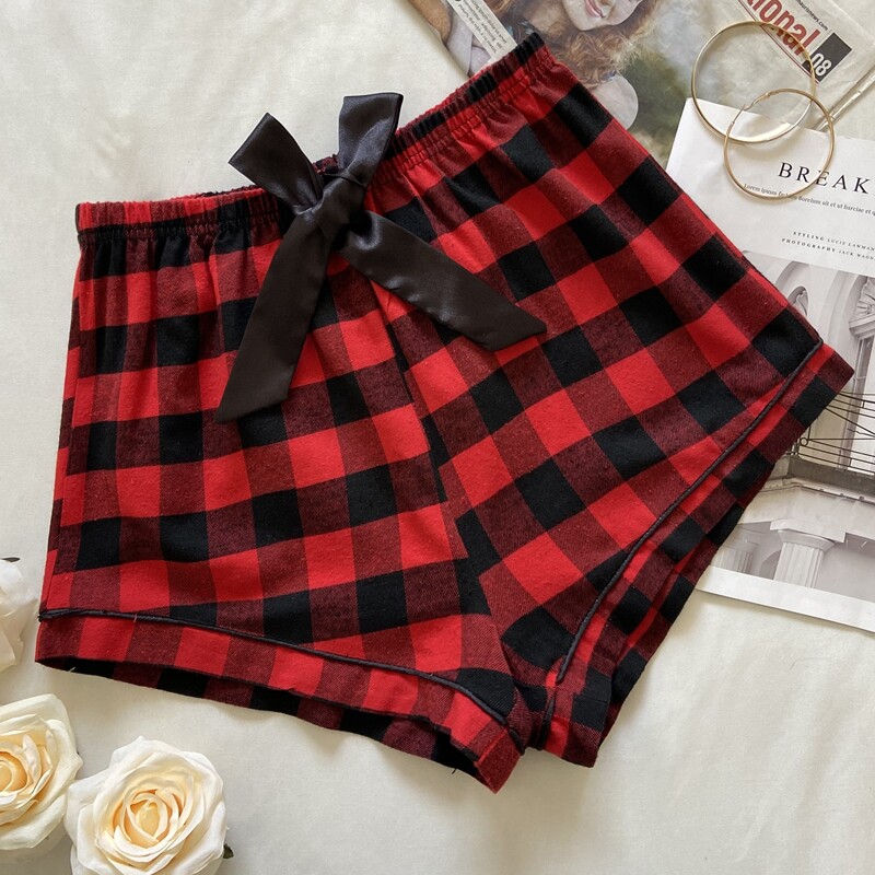 

Buffalo Plaid Bow Front Sleep Shorts, Multicolor