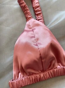 Bộ đồ ngủ bằng vải satin - Màu hồng gỉ - Xem 5