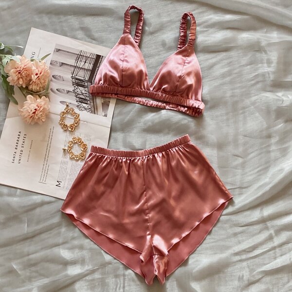 

Satin Solid Night Set, Rusty rose