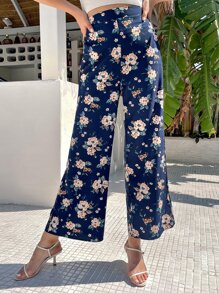 SHEIN Unity Floral Print Wide Leg Trousers
