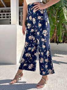SHEIN Unity Floral Print Wide Leg Trousers