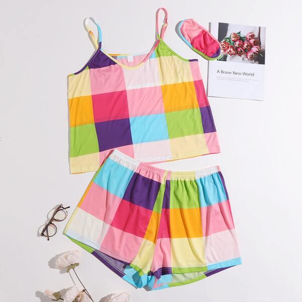 

Plus Plaid PJ Set & Eye Cover, Multicolor
