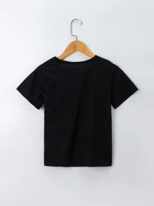 SHEIN Chàng trai trẻ Đồ họa Khẩu hiệu Áo thun - màu đen - Xem 2