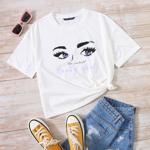 

Figure & Letter Graphic Tee, White