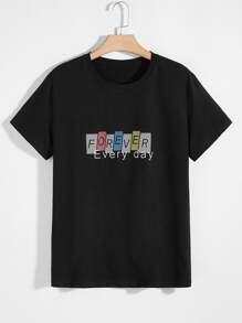 Manfinity Tops Nam Slogan Sẵn sàng - màu đen - Xem 1