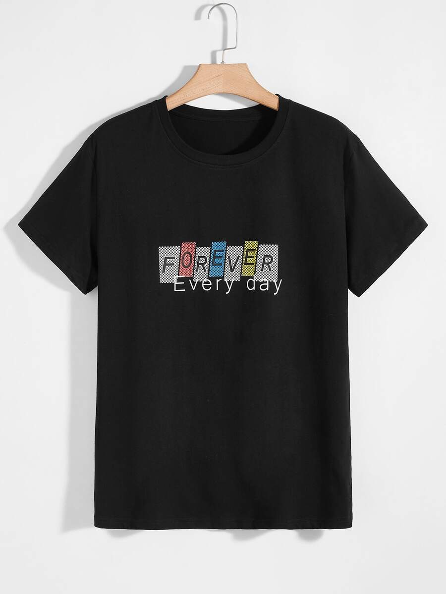 Manfinity Tops Nam Slogan Sẵn sàng - màu đen - Xem 1