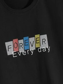 Manfinity Tops Nam Slogan Sẵn sàng - màu đen - Xem 4