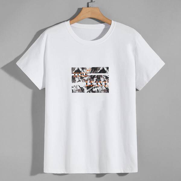 

Men Letter Graphic Short Sleeve Tee, White
