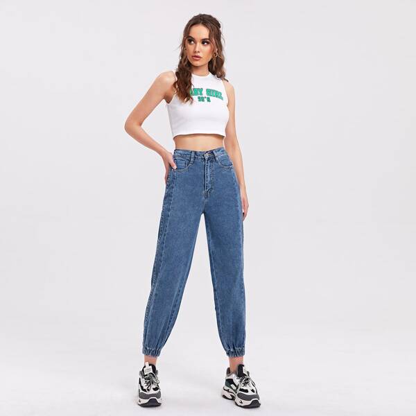 

Slant Pocket Jogger Jeans, Medium wash