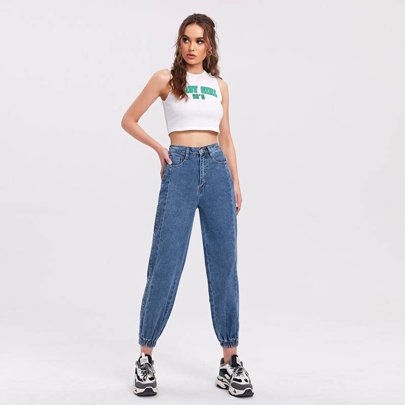 

Slant Pocket Jogger Jeans, Medium wash