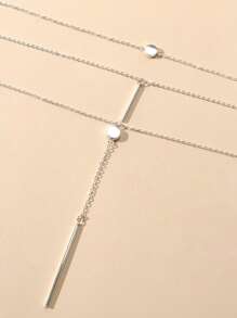 Bar Charm Y-lariat Necklace - Silver - View 4