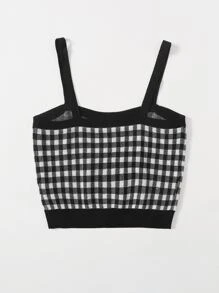 SHEIN MOD Knit ngọn Nút phía trước Kẻ sọc Giải trí - Đen và trắng - Xem 2