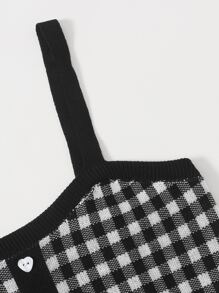 SHEIN MOD Knit ngọn Nút phía trước Kẻ sọc Giải trí - Đen và trắng - Xem 5