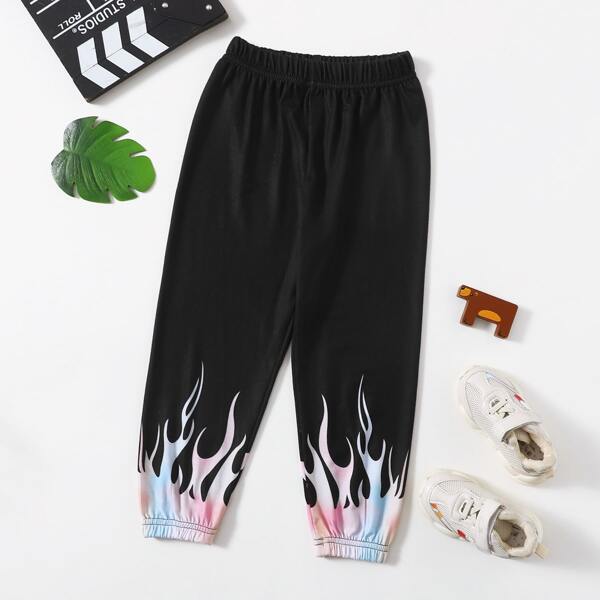 

Toddler Boys Fire Print Sweatpants, Black