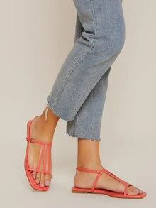 Dép xăng đan màu trơn dép quai hậu Kỳ nghỉ - Màu Hồng  Dưa hấu - Xem 3