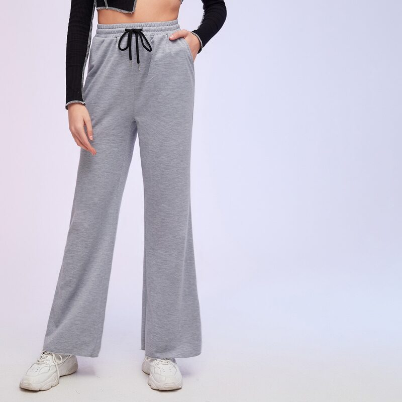 

Drawstring Waist Solid Sweatpants, Light grey