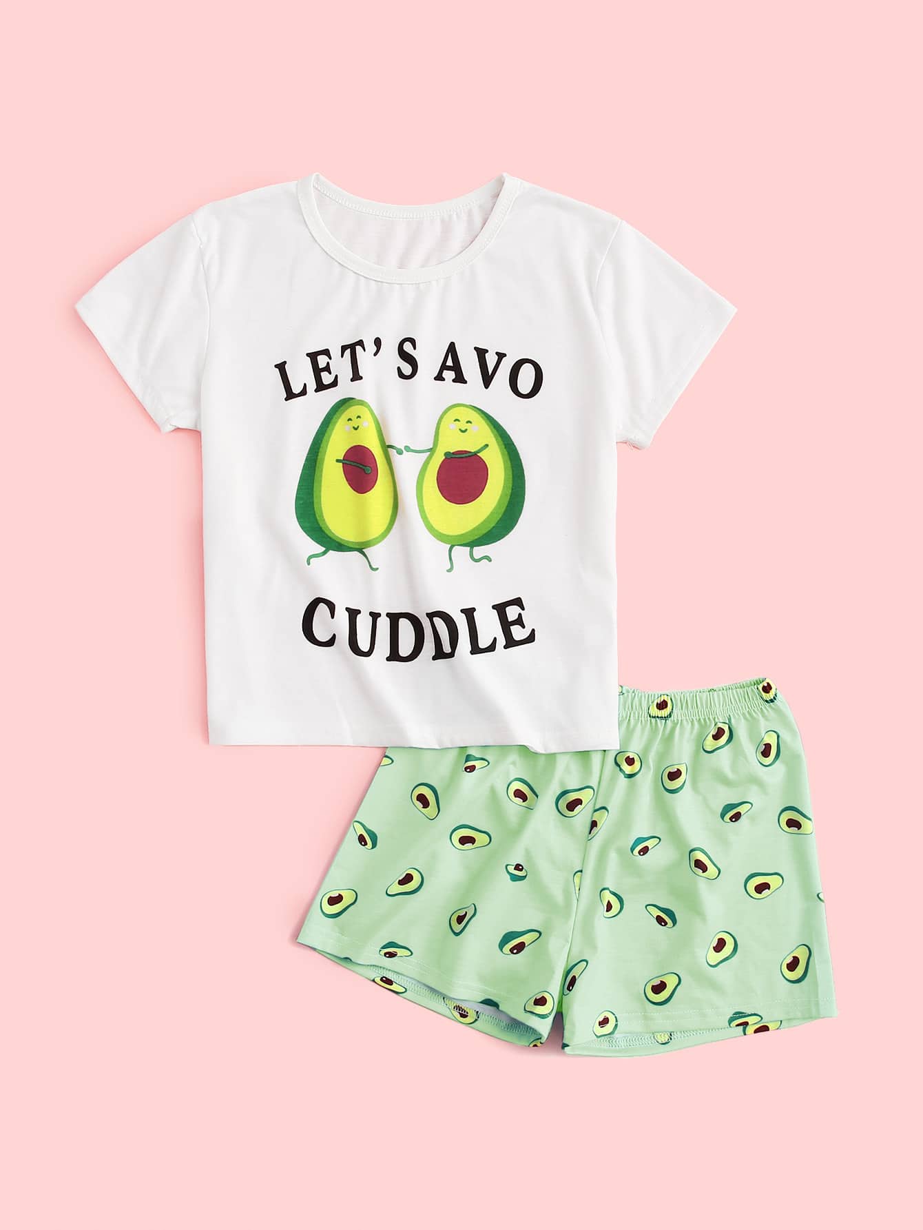 Conjunto de pijama con estampado de aguacate - Multicolor - Ver 1