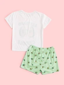 Conjunto de pijama con estampado de aguacate - Multicolor - Ver 2