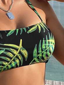 Tropical High Waisted Bikini Set Summer Beach - Multicolor - View 4