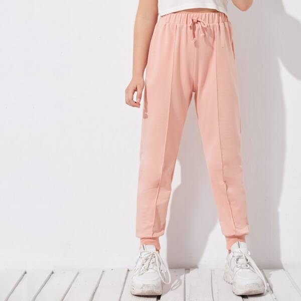 

Girls Seam Front Sweatpants, Baby pink pastel