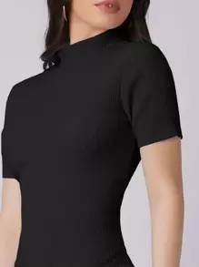 Mulvari Đầm Chia màu trơn Giải trí - màu đen - Xem 5