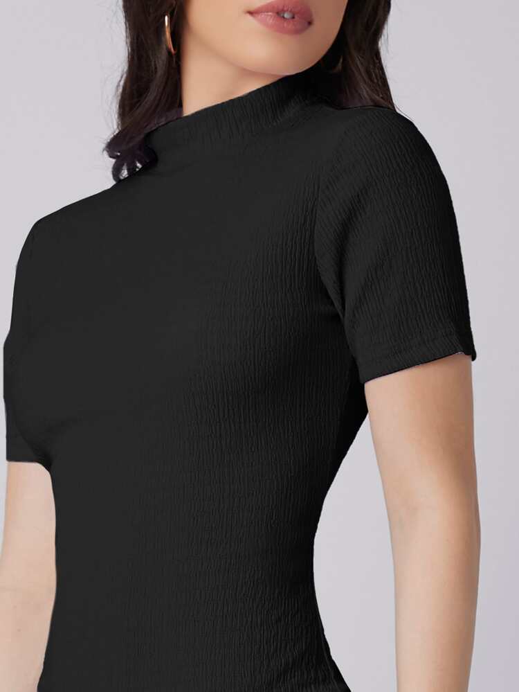 Mock Neck Slit Back Bodycon Dress