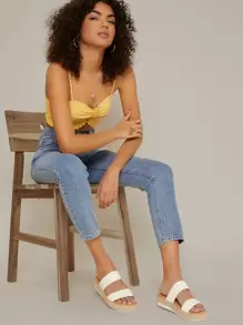SHUZIA Twin Band Open Toe Platform Sandals