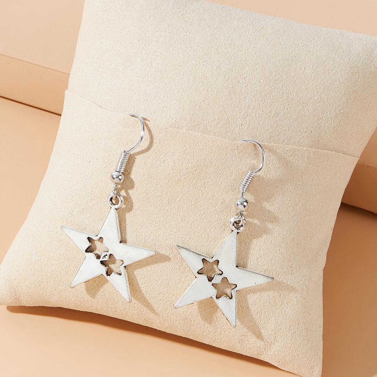 

Star Drop Earrings, Silver