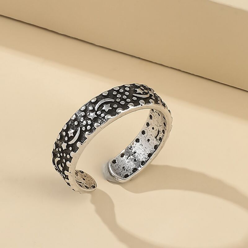 

Moon & Star Cuff Ring, Silver