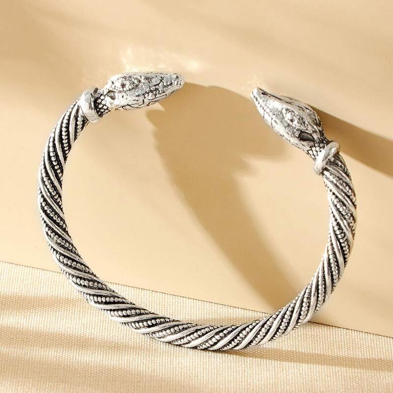 

Guys Snake Design Cuff Bracelet, Antique silver