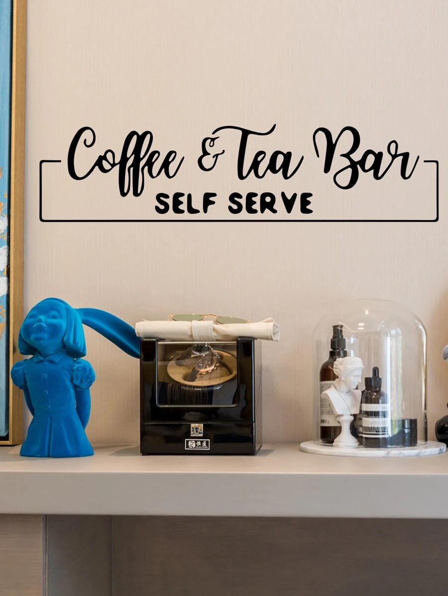 Slogan Graphic Wall Sticker - Black - View 1