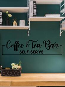 Slogan Graphic Wall Sticker - Black - View 4