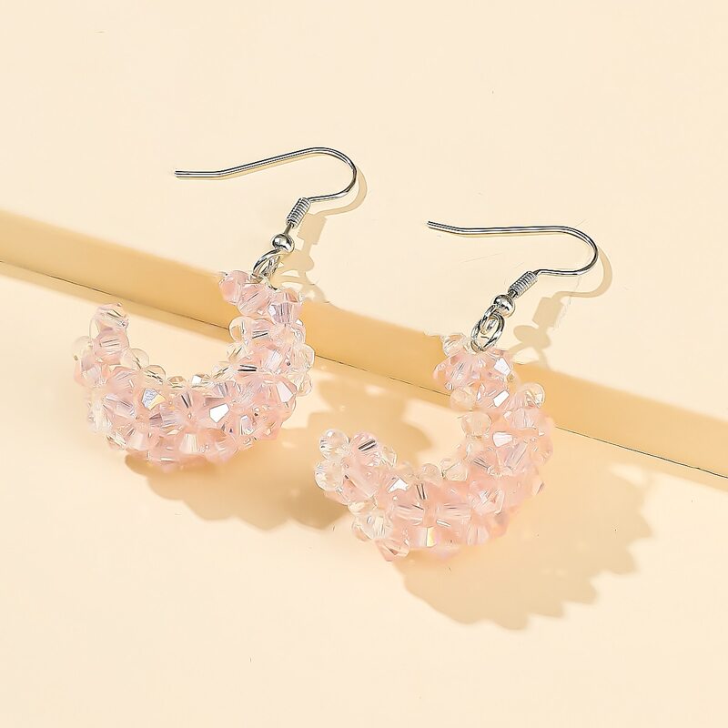 

Crystal Moon Drop Earrings, Baby pink