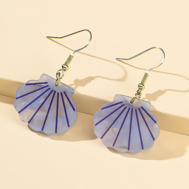 

Fan Shell Drop Earrings, Lilac purple