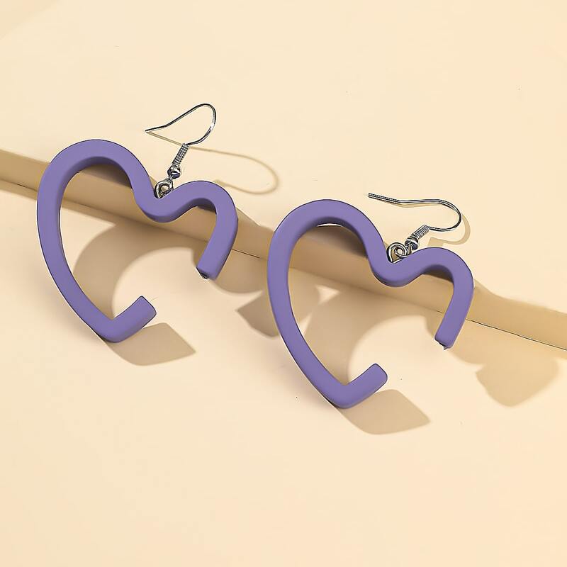 

Heart Drop Earrings, Violet purple