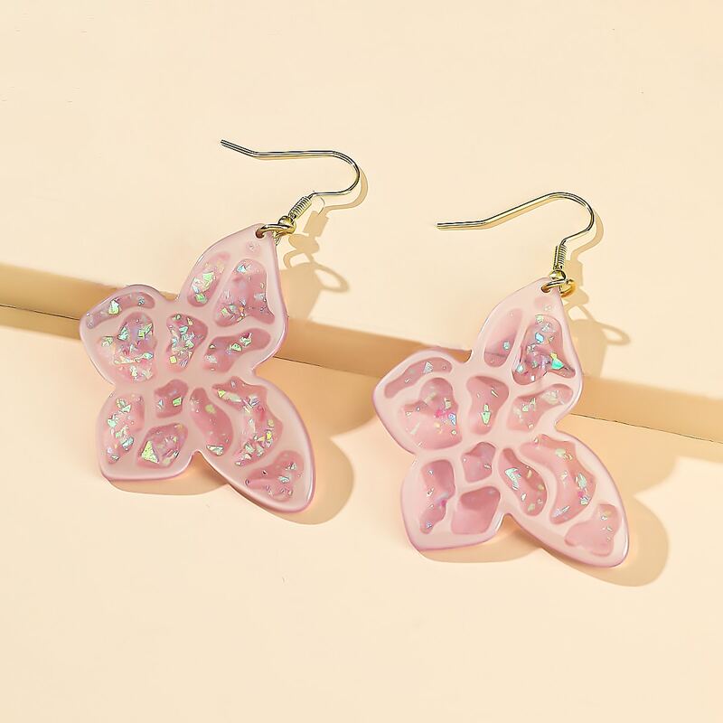 

Butterfly Drop Earrings, Baby pink