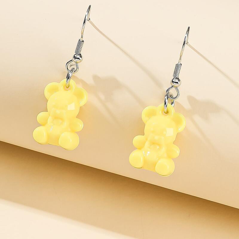 

Cartoon Bear Drop Earrings, Yellow