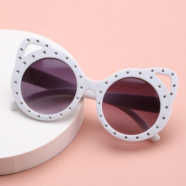 

Girls Rhinestone Decor Sunglasses, White