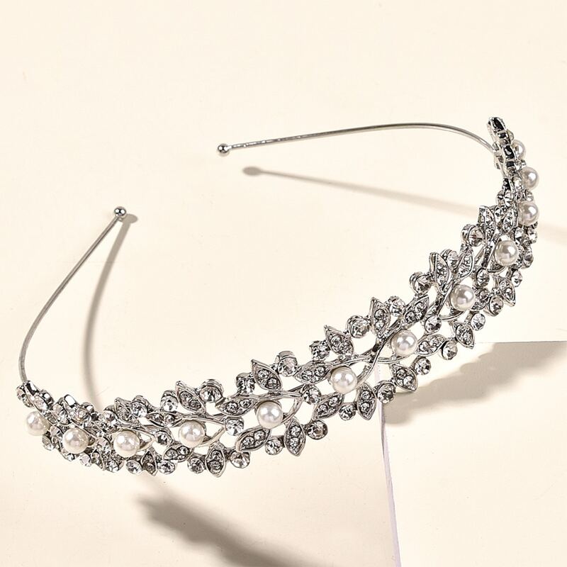 

Rhinestone Faux Pearl Decor Hair Hoop, Silver