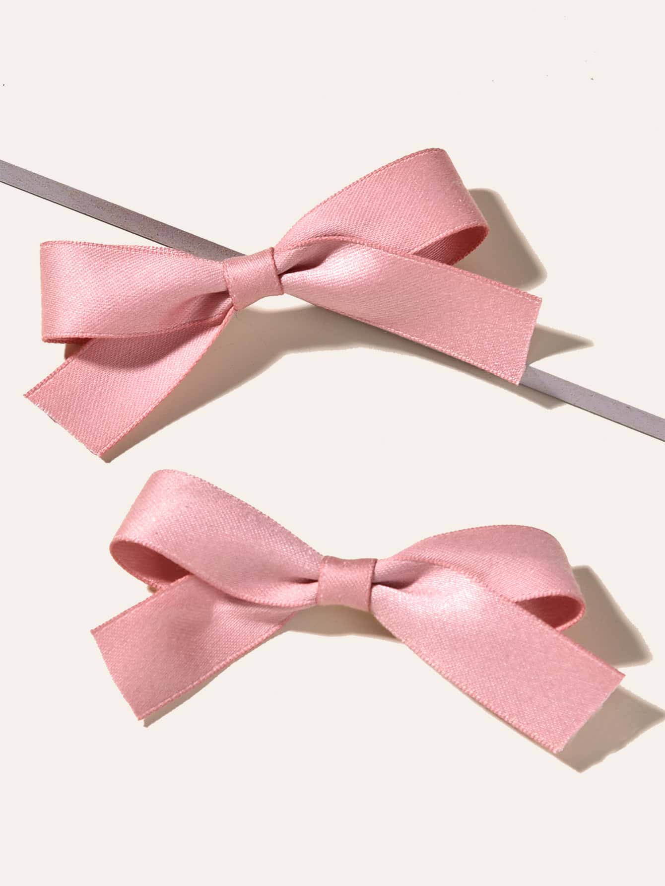 2pcs/set Women's Handmade Fabric Bow Hair Clips Hairpins Headwear Set For Daily Parties - Pink - View 1